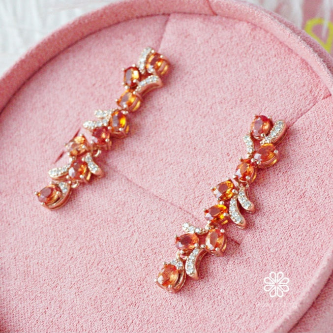 Natural Yellow Sapphire Drop Earrings Sterling Silver925 With Rosegold.