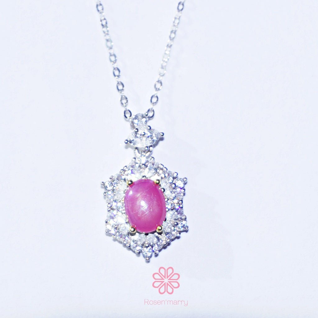 Natural pink ruby pendant sterling silver925.