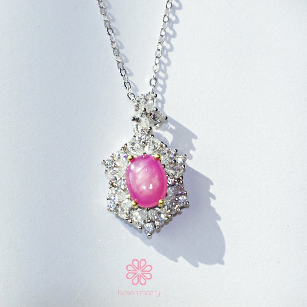 Natural pink ruby pendant sterling silver925.