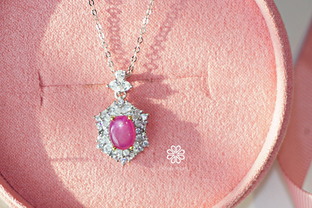 Natural pink ruby pendant sterling silver925.
