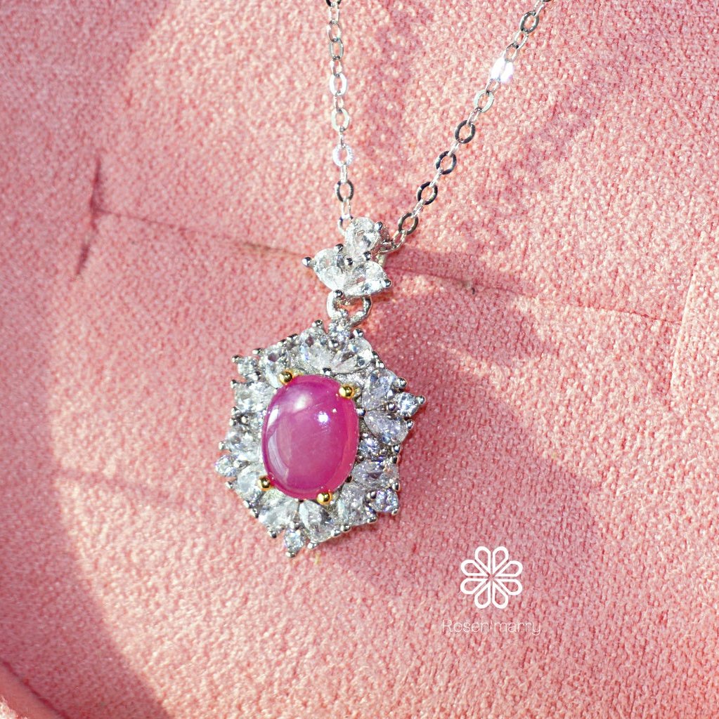 Natural pink ruby pendant sterling silver925.