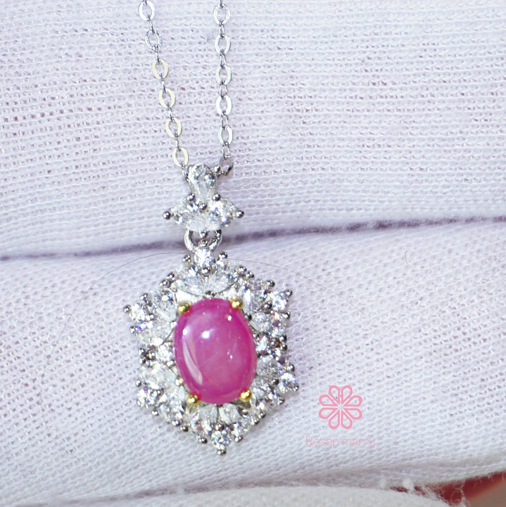 Natural pink ruby pendant sterling silver925.