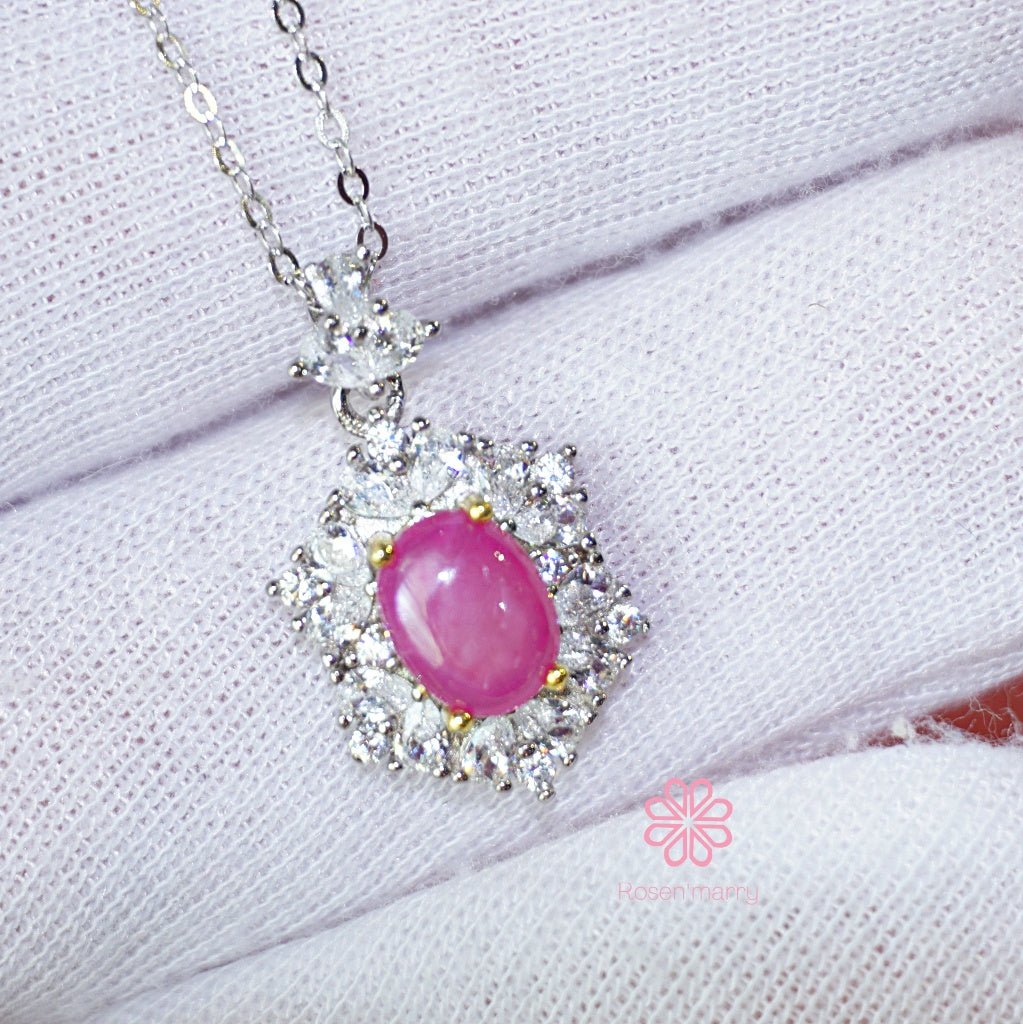 Natural pink ruby pendant sterling silver925.