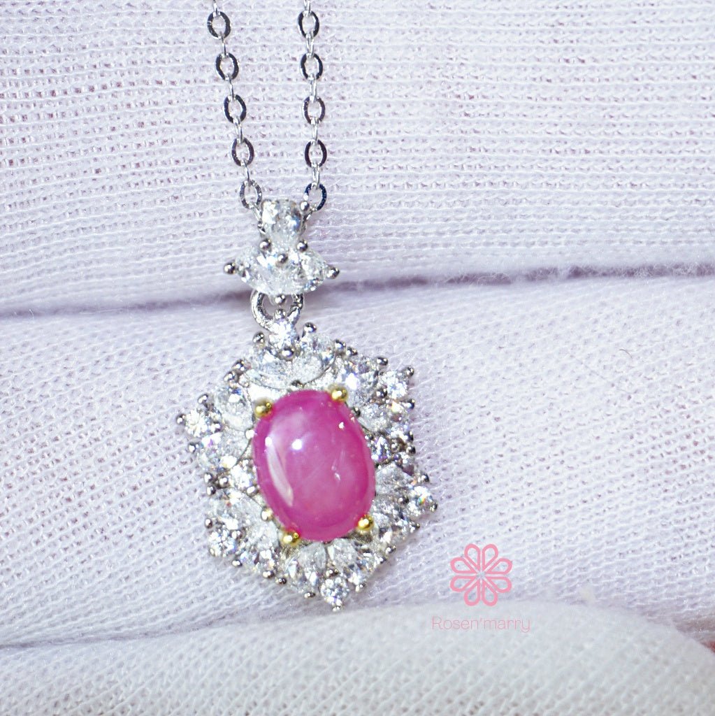 Natural pink ruby pendant sterling silver925.