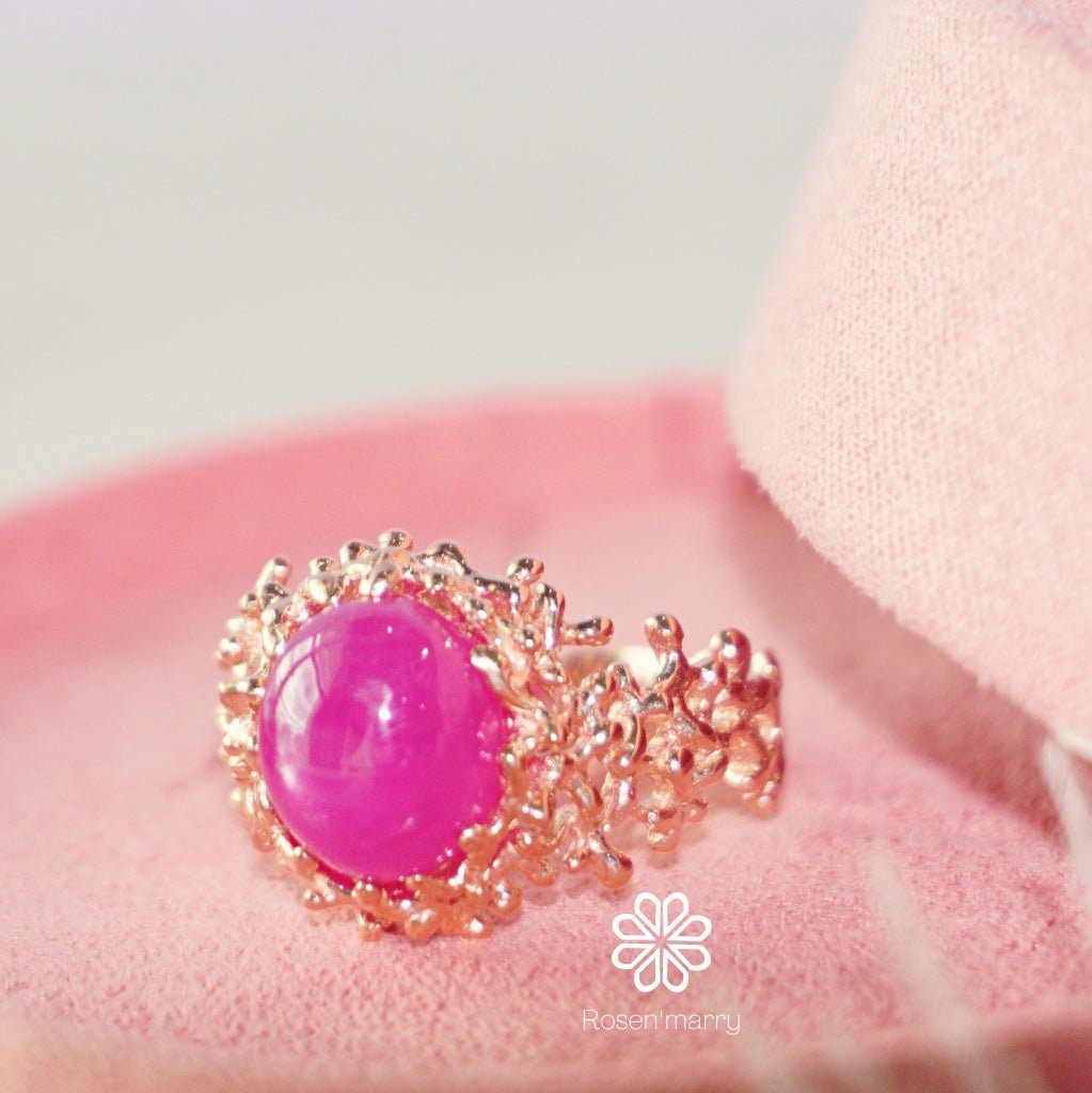 Natural Ruby ring sterling silver925 with rose gold plated.