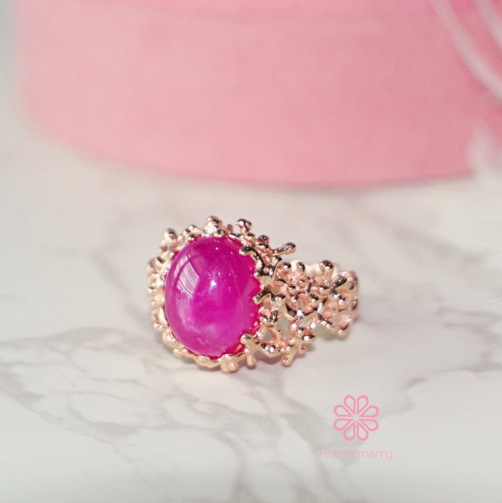 Natural Ruby ring sterling silver925 with rose gold plated.