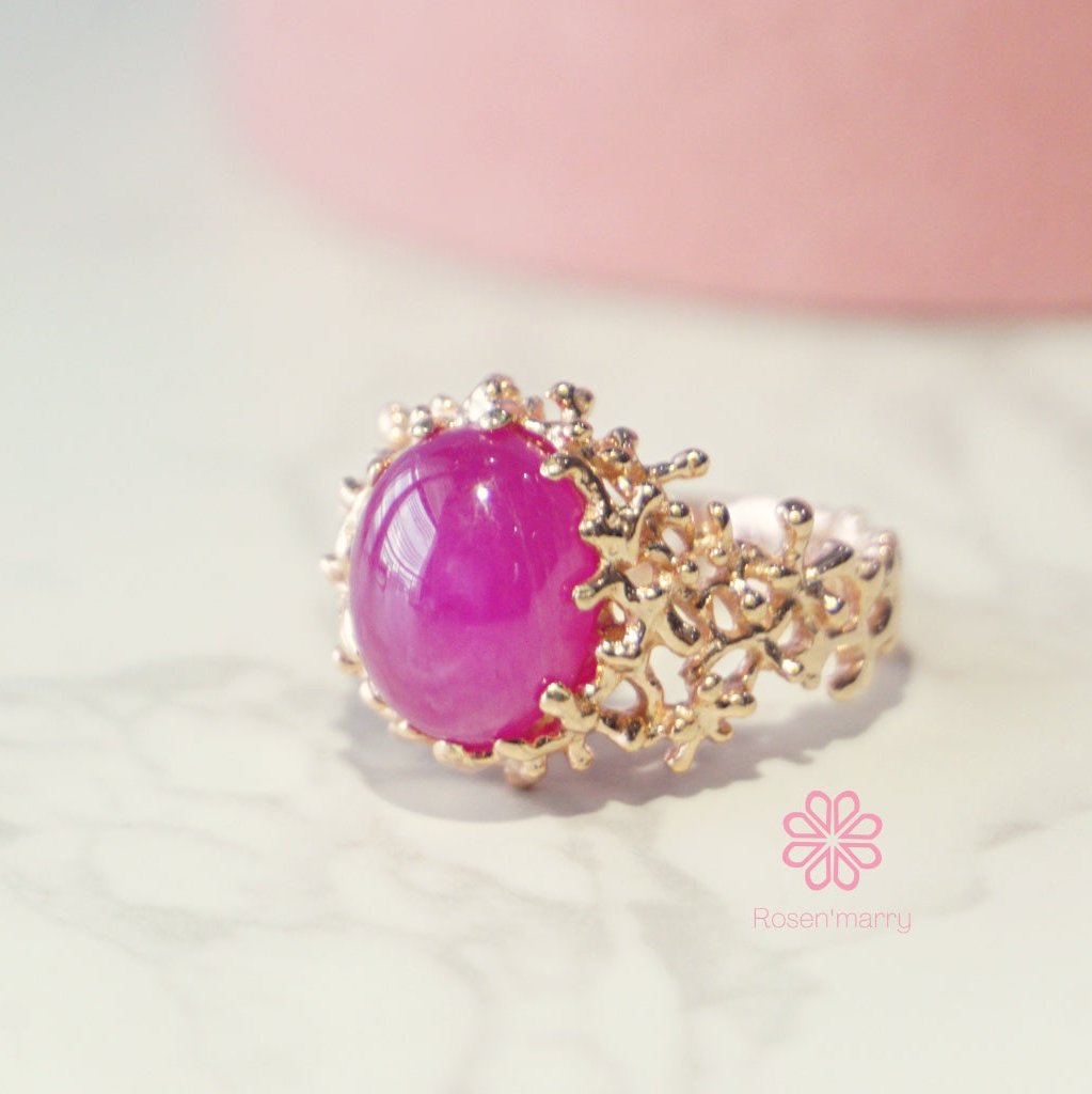 Natural Ruby ring sterling silver925 with rose gold plated.