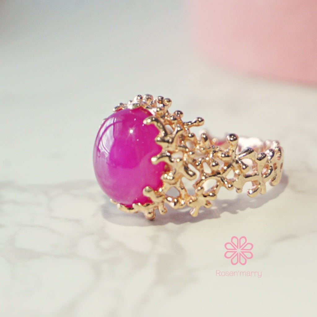 Natural Ruby ring sterling silver925 with rosegold plated.