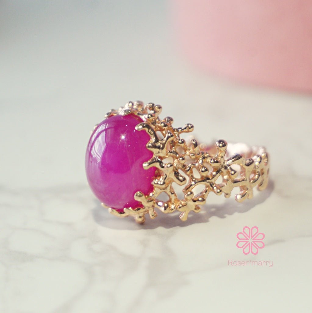 Natural Ruby ring sterling silver925 with rose gold plated.