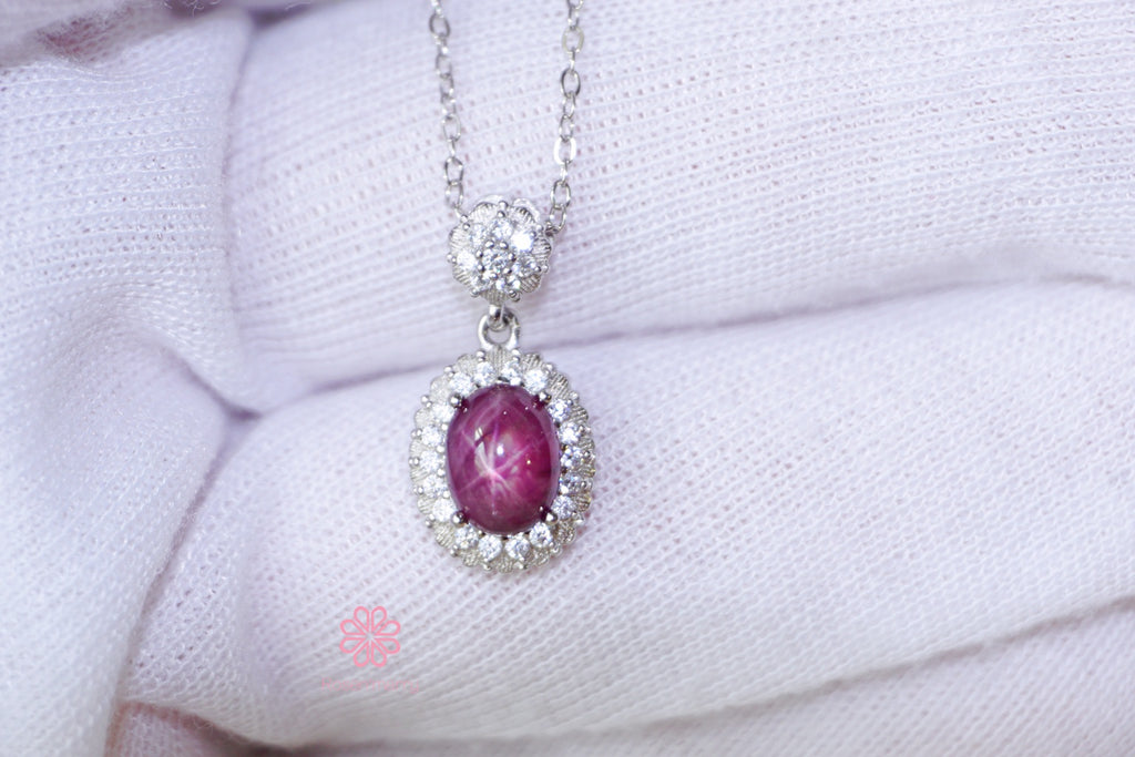Natural Ruby Star Pendant Sterling silver925.