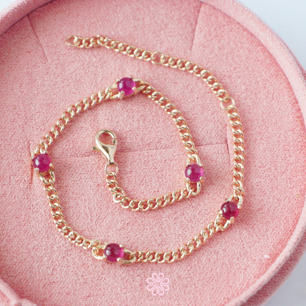 Natural Ruby Bracelet Sterling Silver925 With Rosegold Plated.
