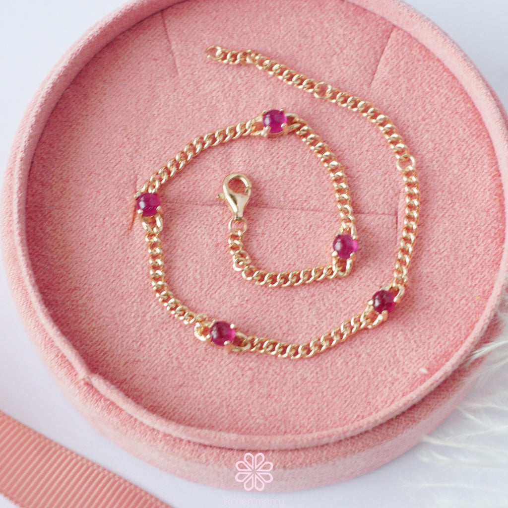 Natural Ruby Bracelet Sterling Silver925 With Rosegold Plated.