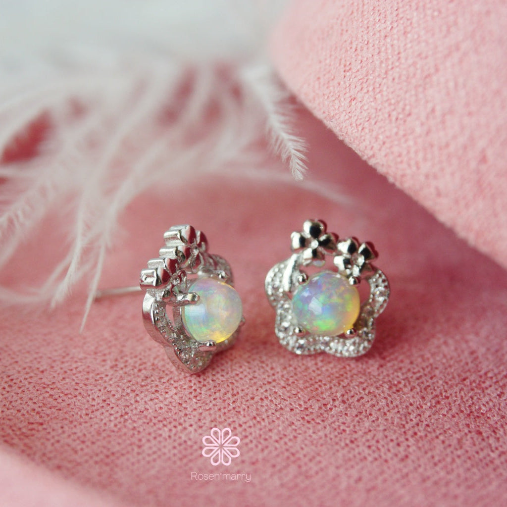 Natural Opal Earrings Sterling Silver925.