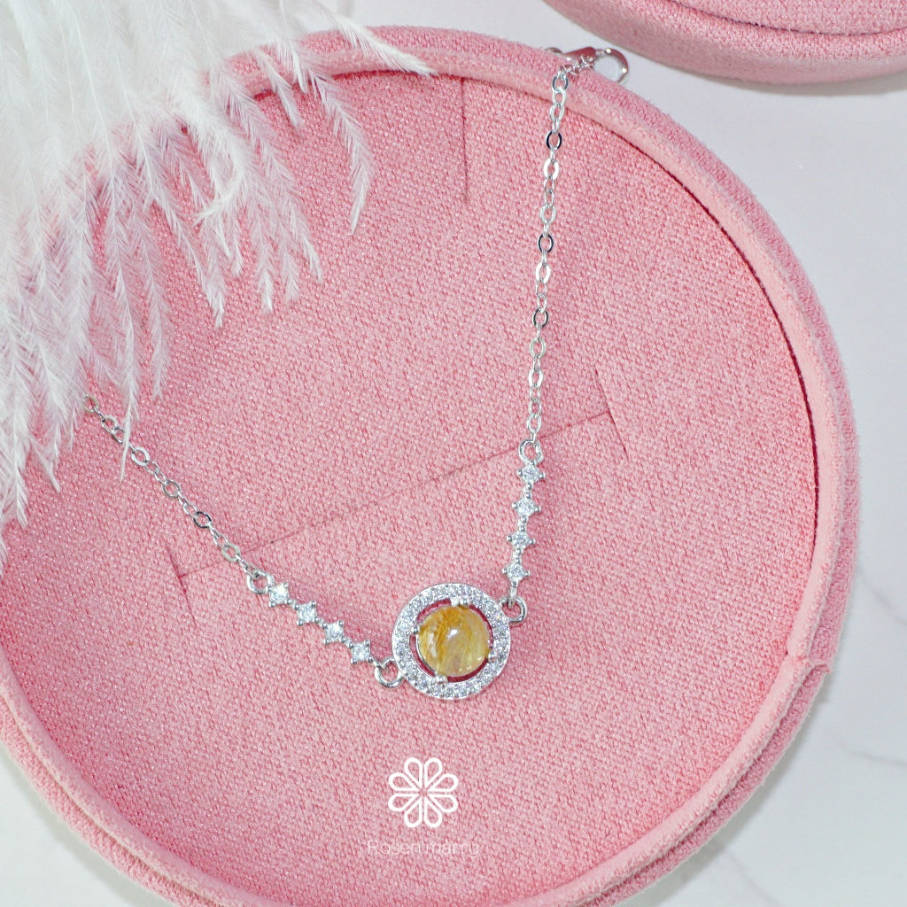 Natural Golden Rutile Bracelet Sterling Silver925