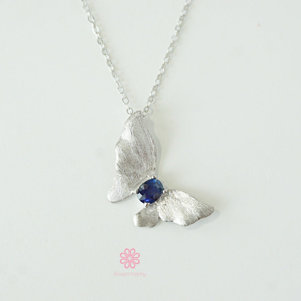 Natural Blue Sapphire Pendant and Necklace Sterling Silver925.