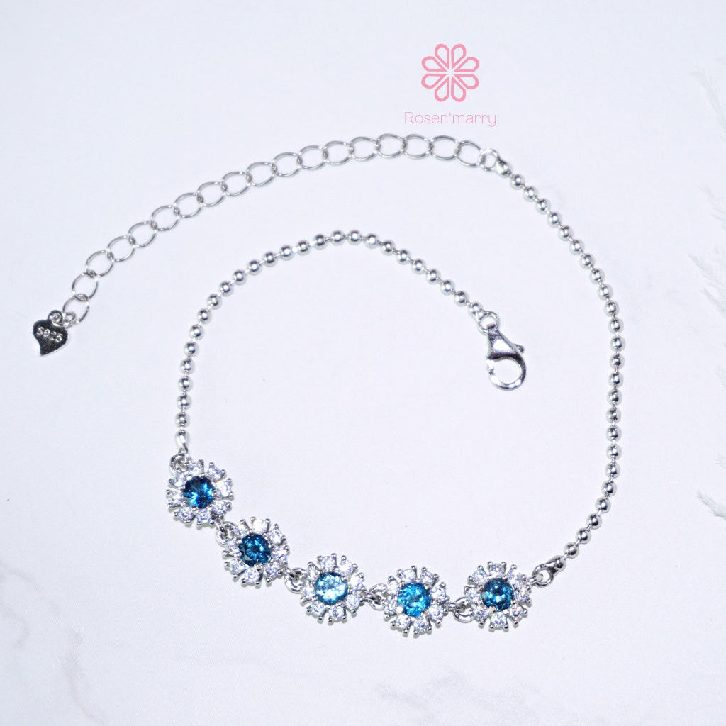 Natural London Topaz Bracelet Sterling Silver925 With White gold Plated.