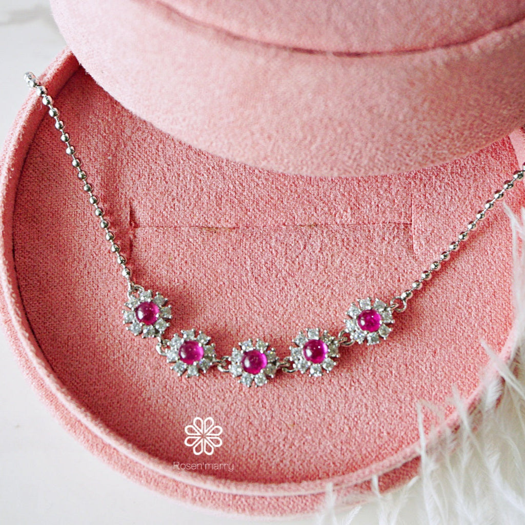 Natural Ruby Bracelet Sterling Silver925 With White gold Plated.