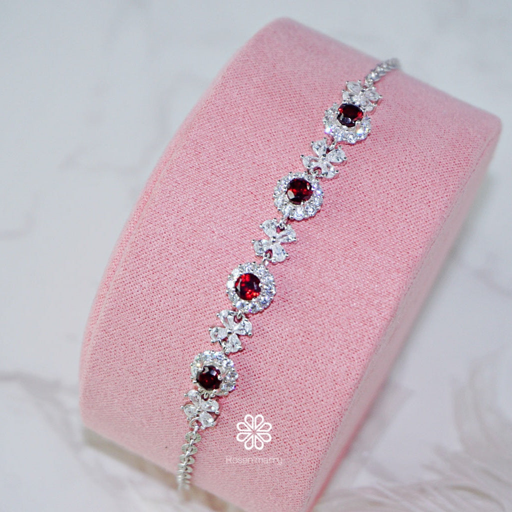 natural garnet bracelet sterling silver925