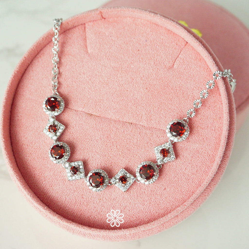 garnet 925 sterling silver bracelet