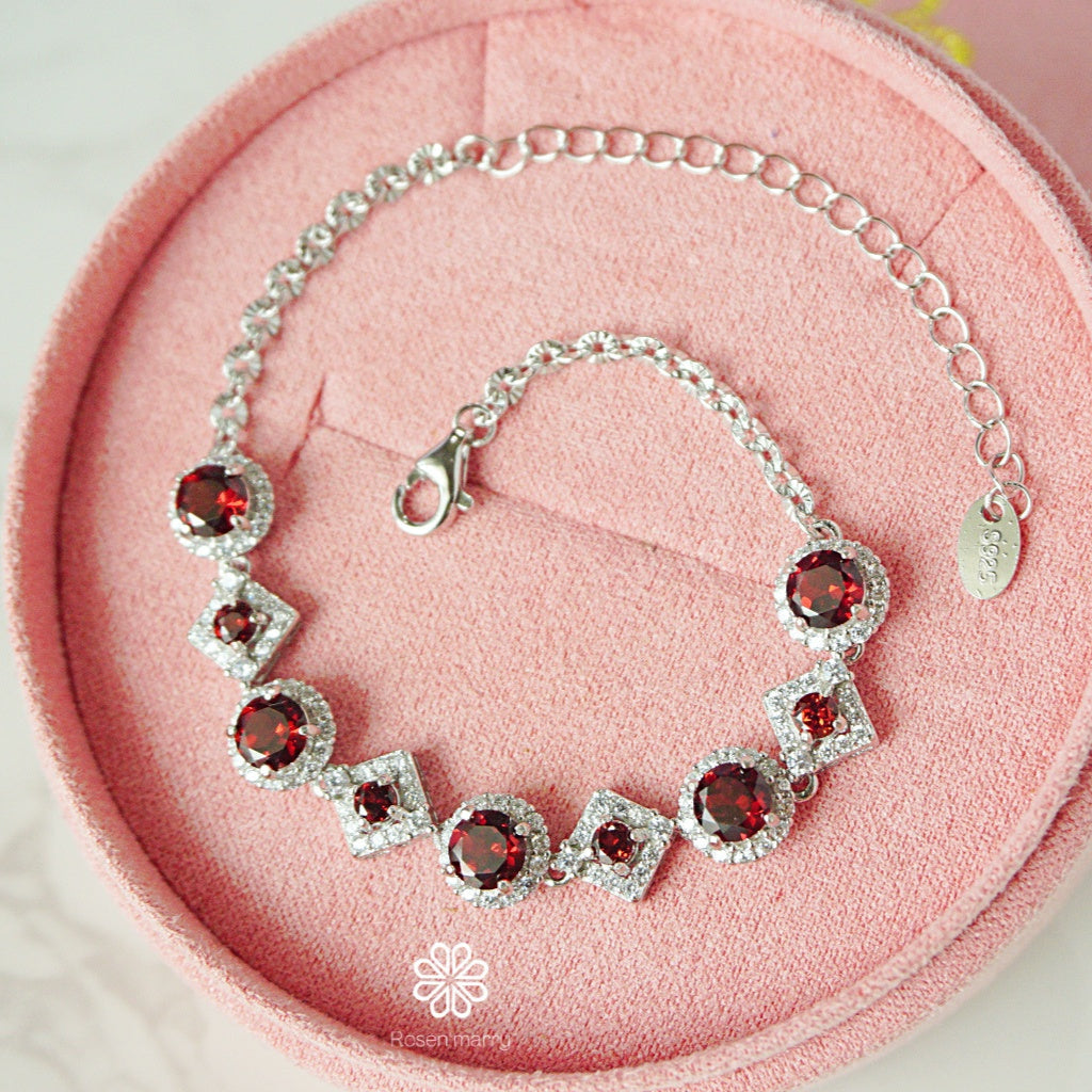 garnet 925 sterling silver bracelet