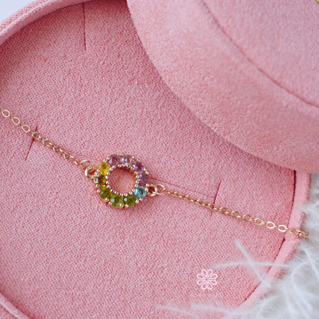 Natural Tourmaline Bracelet Sterling Silver925 With Rosegold Plated.