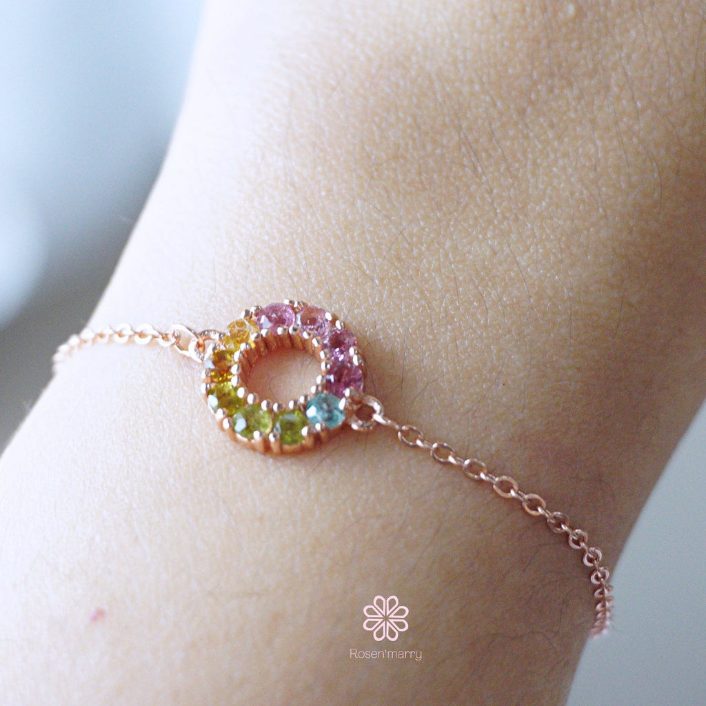 Natural Tourmaline Bracelet Sterling Silver925 With White gold Plated.