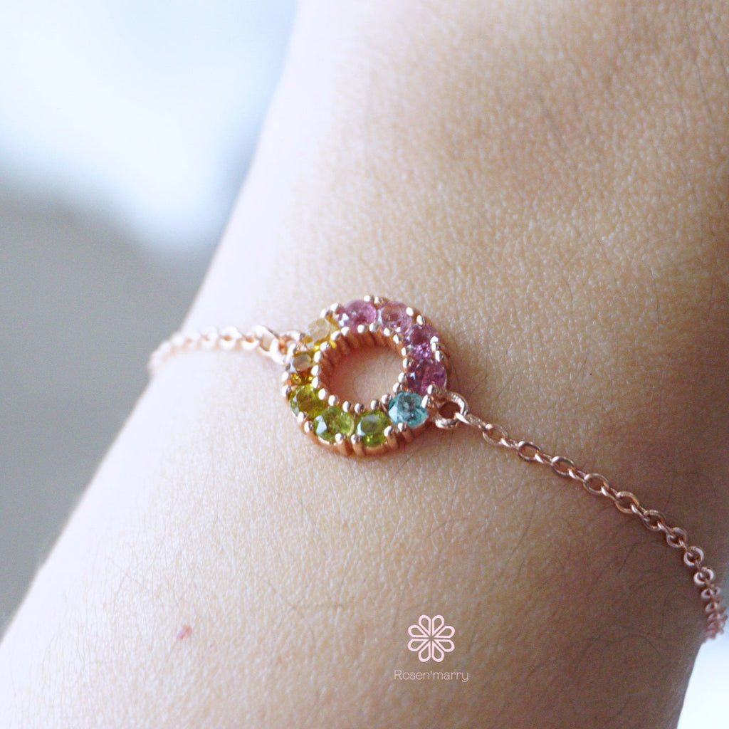 Natural Tourmaline Bracelet Sterling Silver925 With White gold Plated.