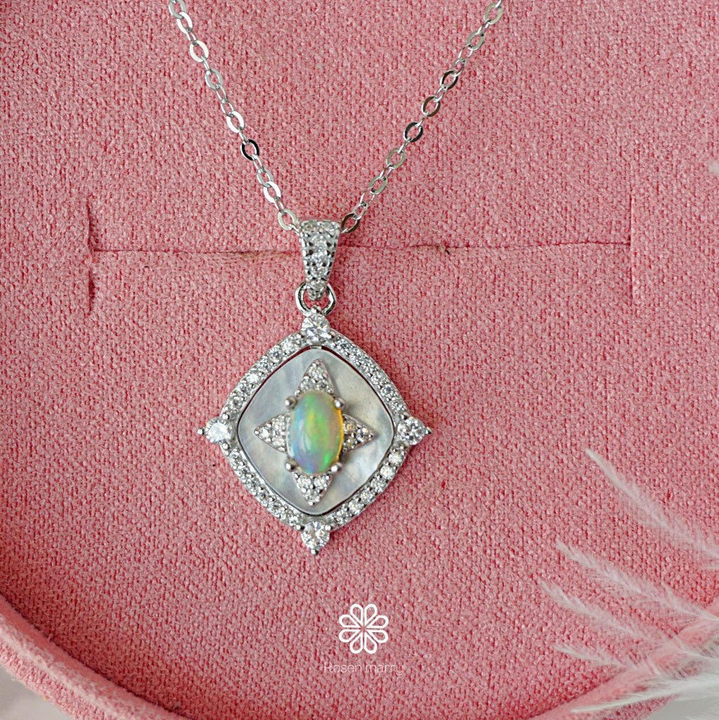 Natural Opal Pendant and Necklace Sterling Silver 925.