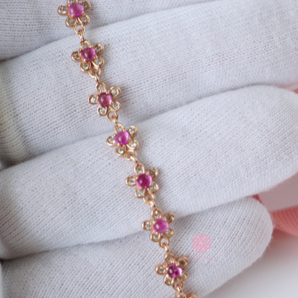 Natural Ruby Bracelet Sterling Silver925 With Rosegold Plated.