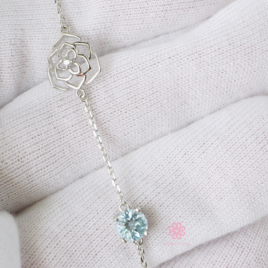 Natural Topaz Bracelet Sterling Silver925 With White gold Plated.