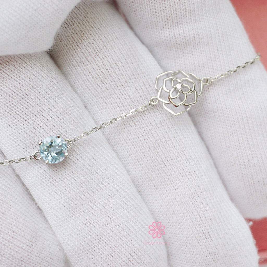 Natural Topaz Bracelet Sterling Silver925 With White gold Plated.
