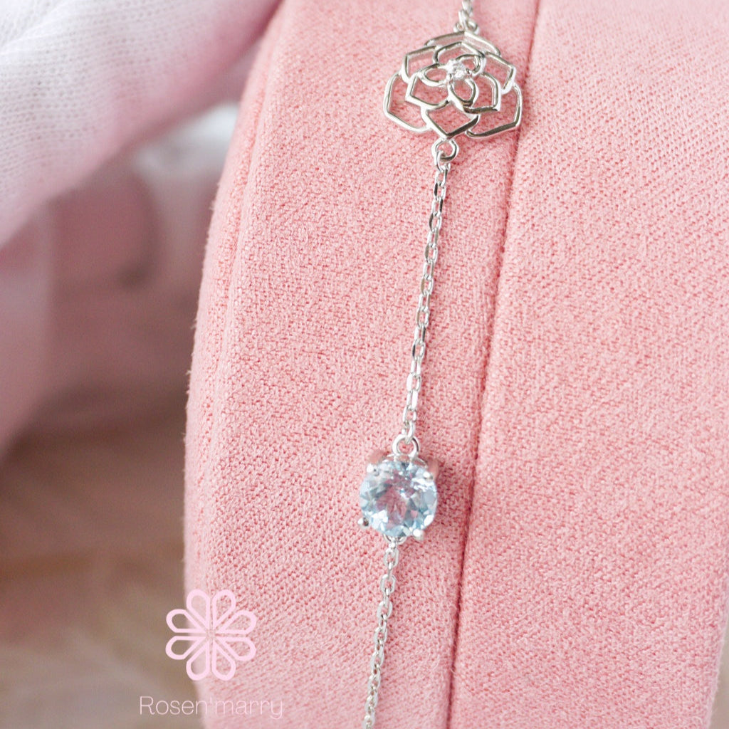 Natural Topaz Bracelet Sterling Silver925 With White gold Plated.