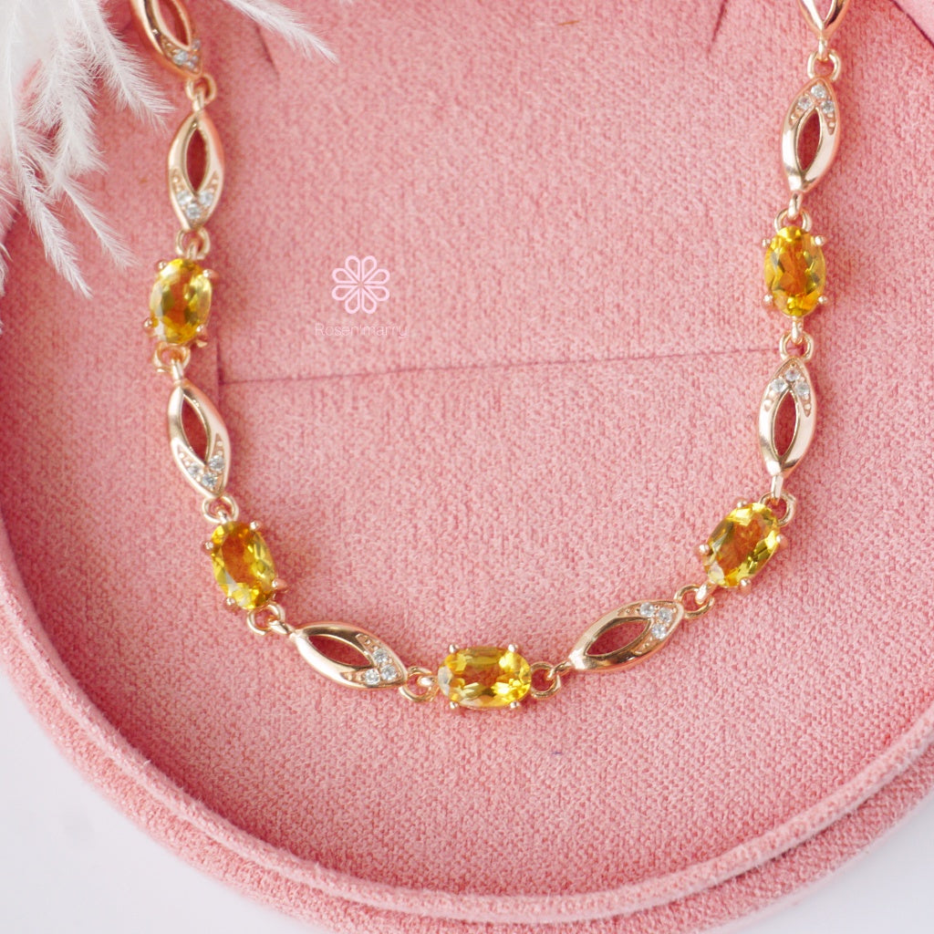 Natural Citrine Bracelet Sterling Silver925 With  Rosegold Plated.