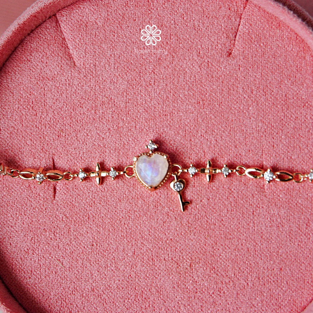Natural Rainbow Moonstone Bracelet Sterling Silver925.