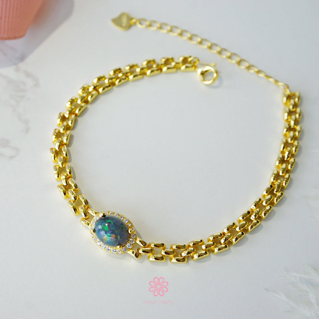 natural black opal bracelet Silver