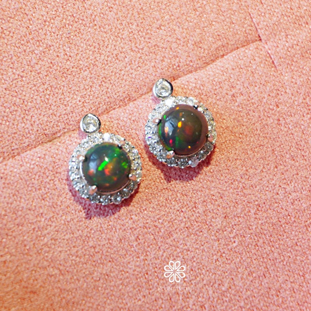 Natural Black Opal Sterling silver 925.
