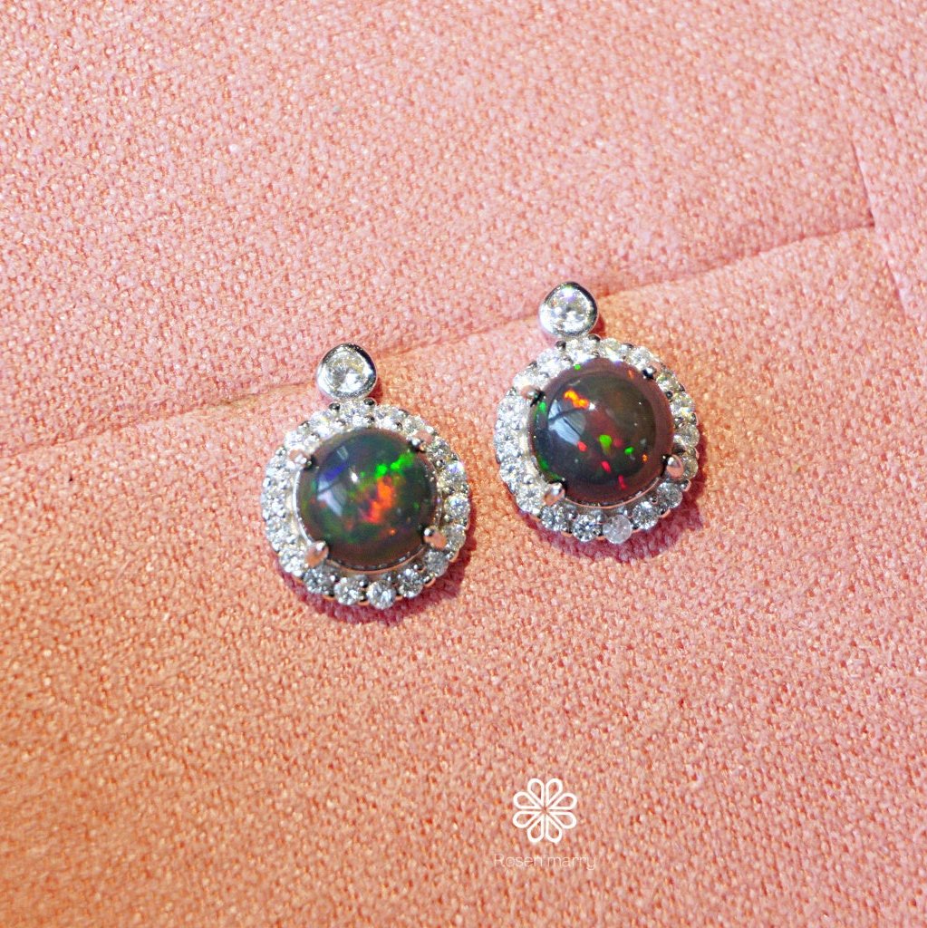 Natural Black Opal Sterling silver 925.