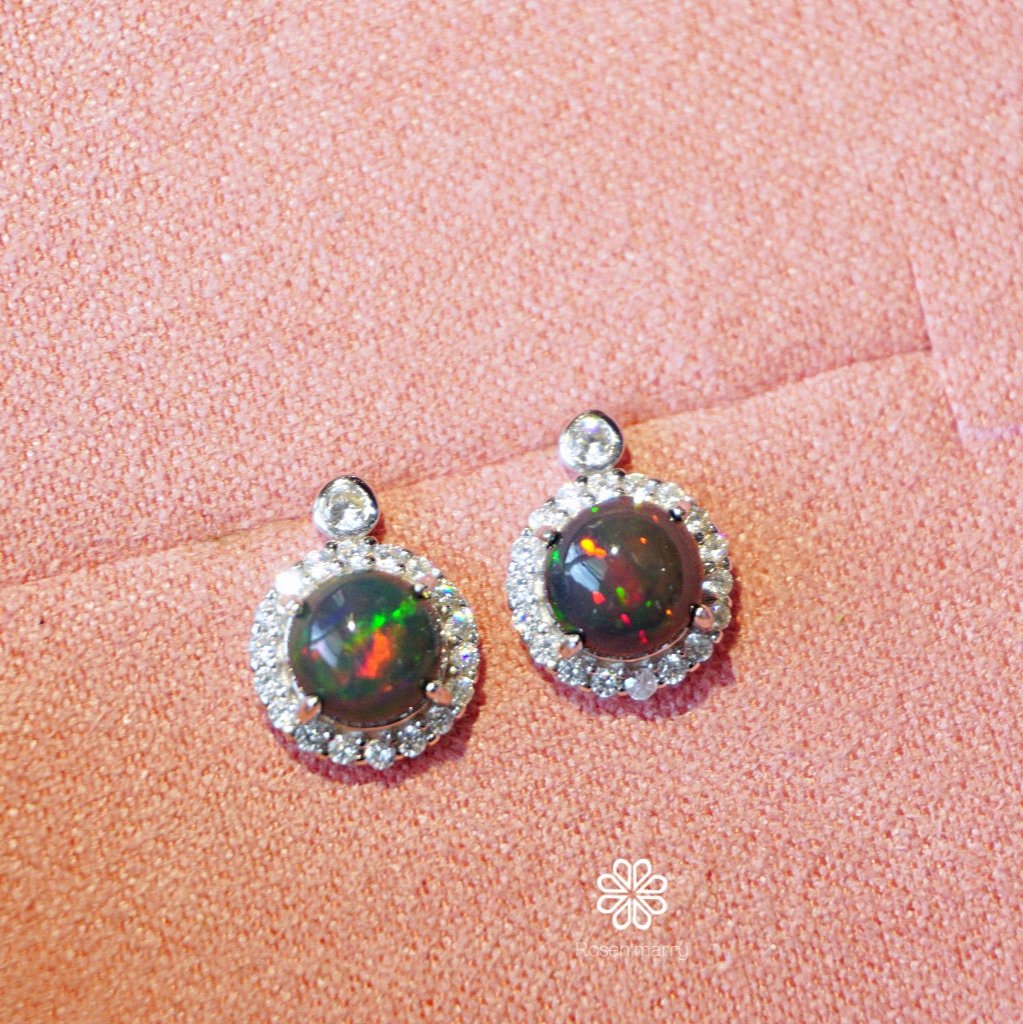Natural Black Opal Sterling silver 925.