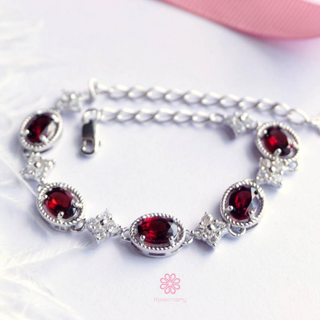 garnet 925 sterling silver bracelet