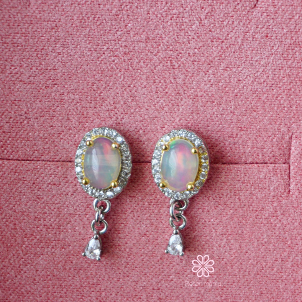 Natural Opal Drop Earrings Sterling Silver925.