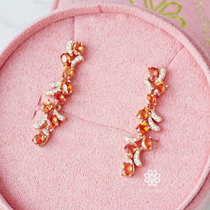 Natural Yellow Sapphire Drop Earrings Sterling Silver925 With Rosegold.