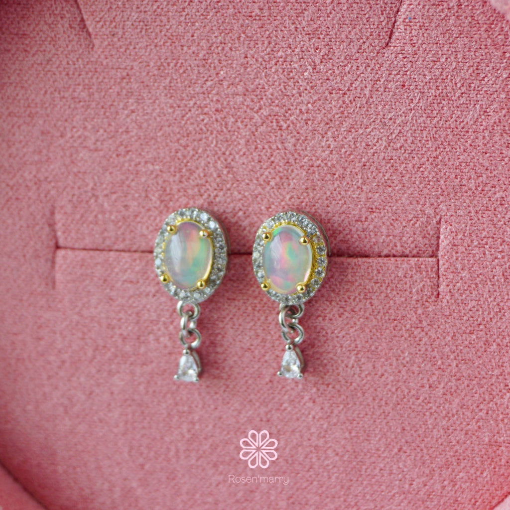 Natural Opal Drop Earrings Sterling Silver925.