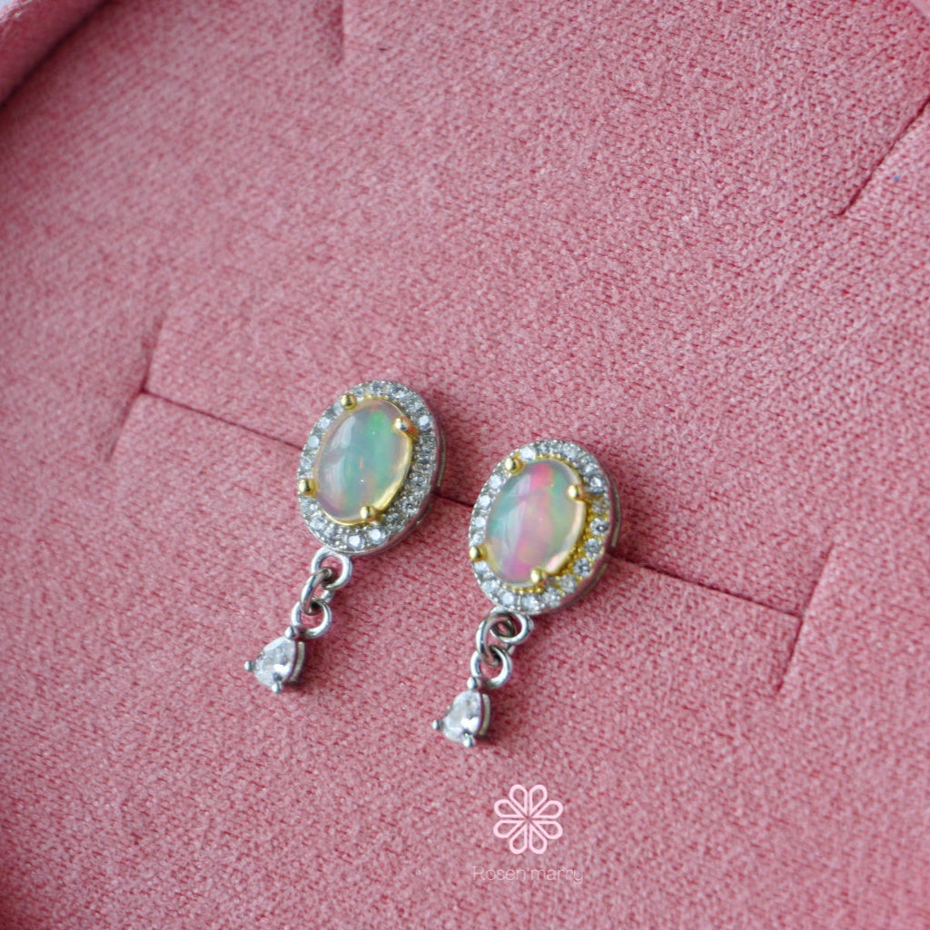 Natural Opal Drop Earrings Sterling Silver925.