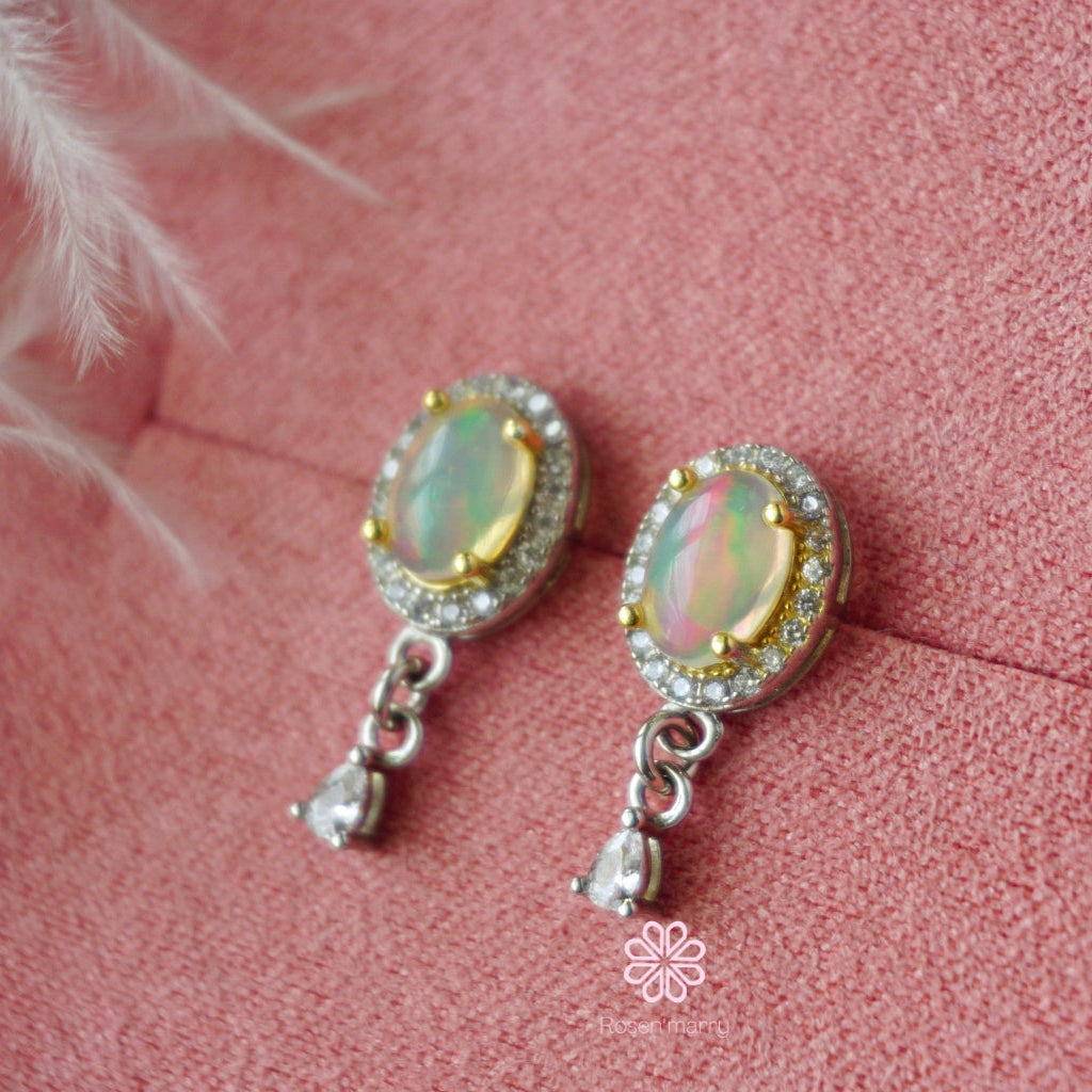 Natural Opal Drop Earrings Sterling Silver925.