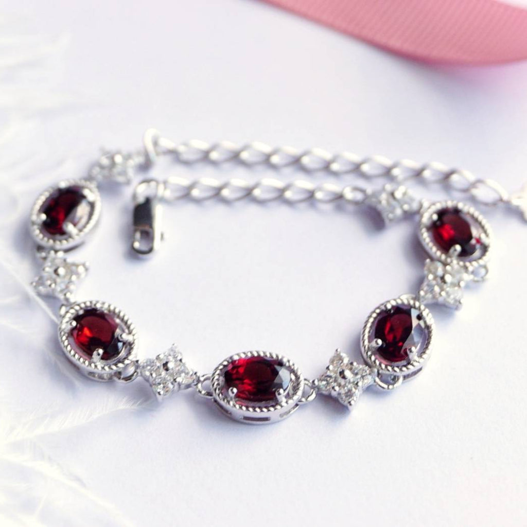 garnet 925 sterling silver bracelet