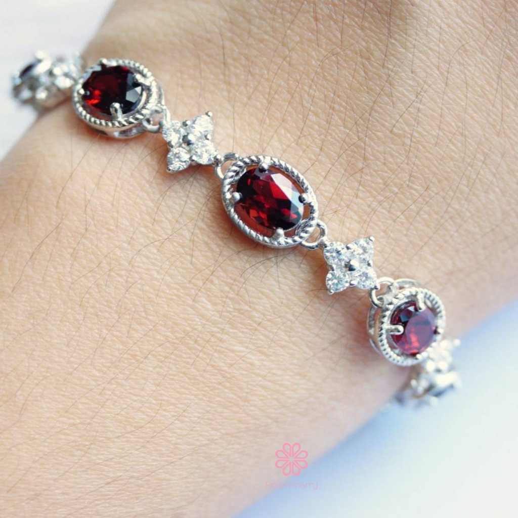 garnet 925 sterling silver bracelet
