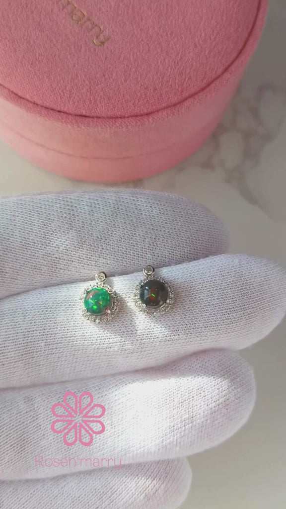 Natural Black Opal Sterling silver 925.