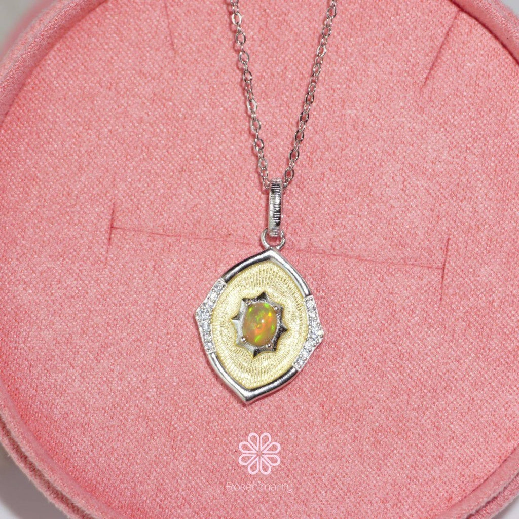 Natural Opal Pendant and Necklace Sterling Silver925.