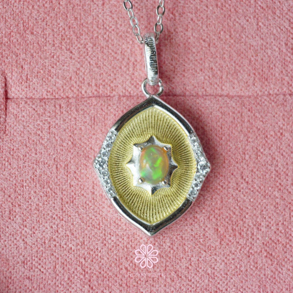 Natural Opal Pendant and Necklace Sterling Silver925.
